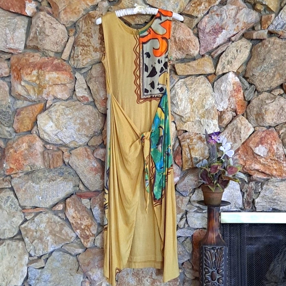 VINTAGE Hawiian Surong Wrap Midi Tank Dress Size Small Batonga De…